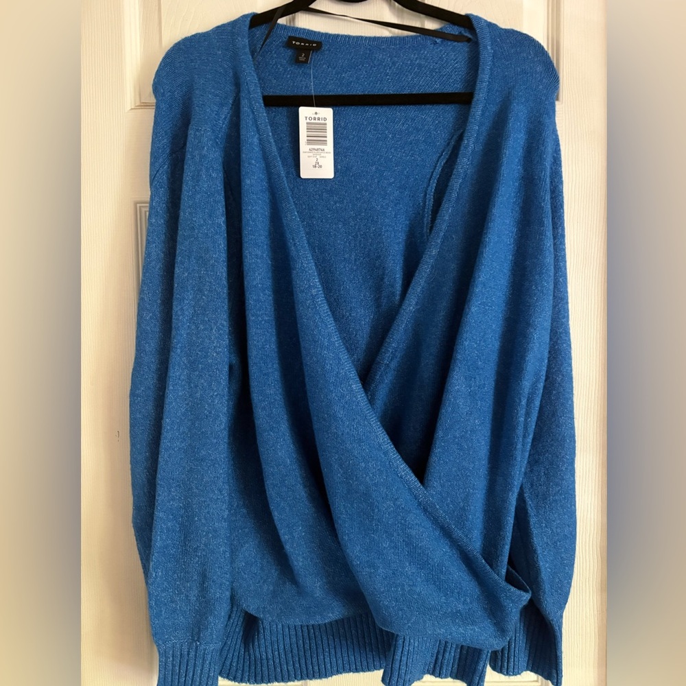 Torrid Blue V-Neck Sweater Wrap Style